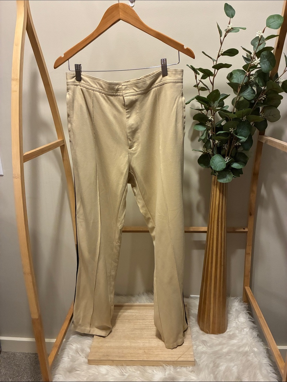 Zara Tan Pant with Navy Side Stripe